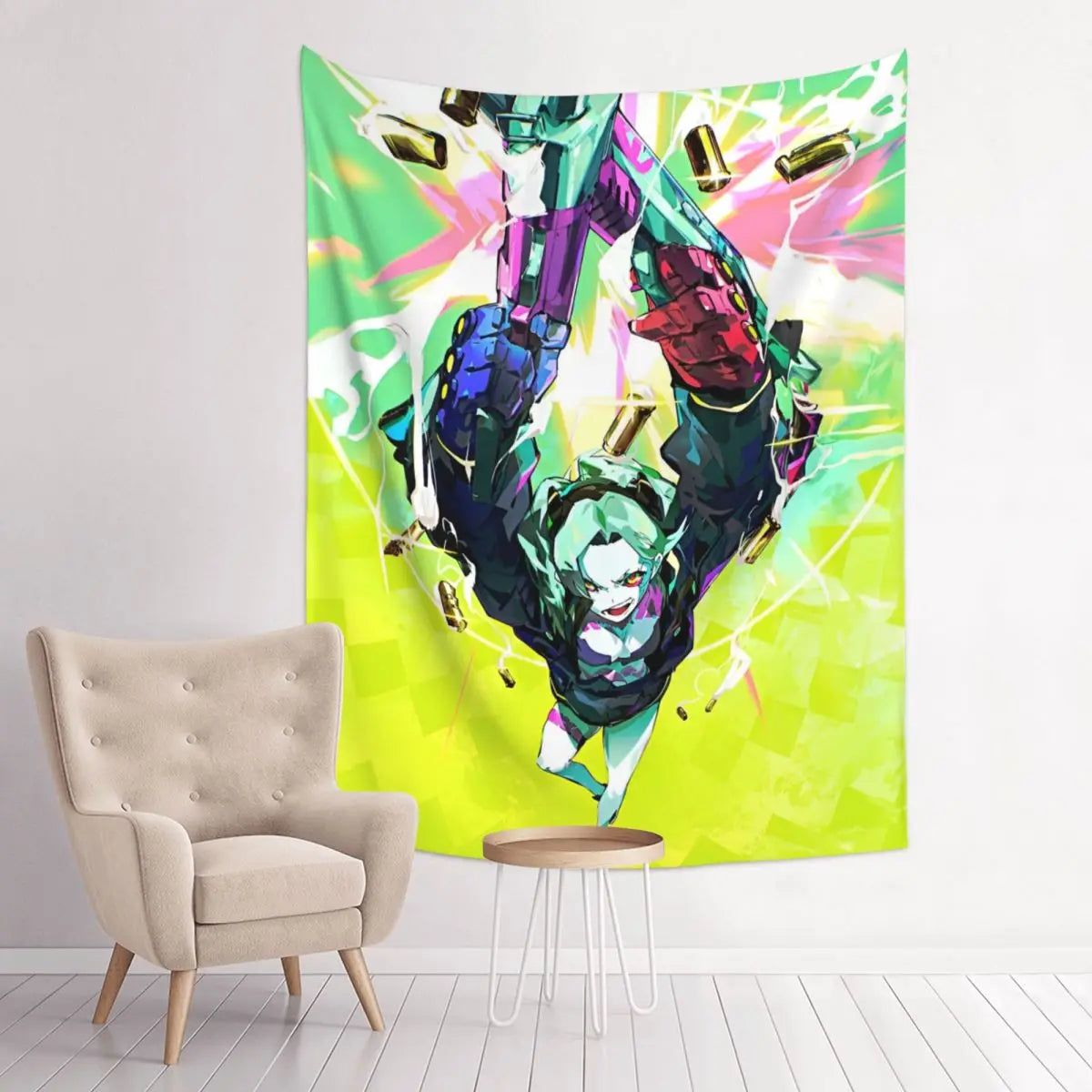 Cyberpunk Edgerunners Anime Tapisserie, Bohemian Polyester Wall Face, Yoga Polymers, Psychedelic Wall Blanket, Decor