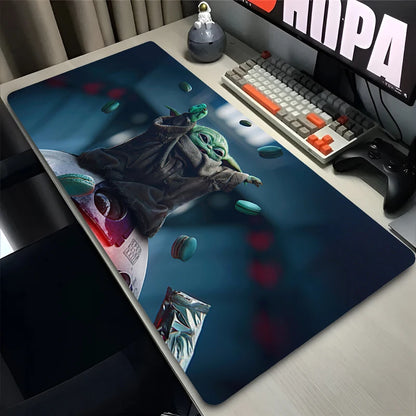 Tapis de souris Anime Gamer, accessoires informatiques, polymères de bureau, bébé yoda, mandalorian et grand tapis