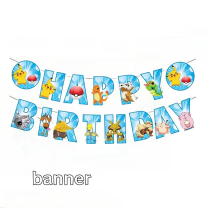 Bannière Pokémon Joyeux Anniversaire, Décoration, Bannière Pikachu Sensation, Baby Shower, Cadeaux pour Enfants Garçons, Fournitures de Décoration