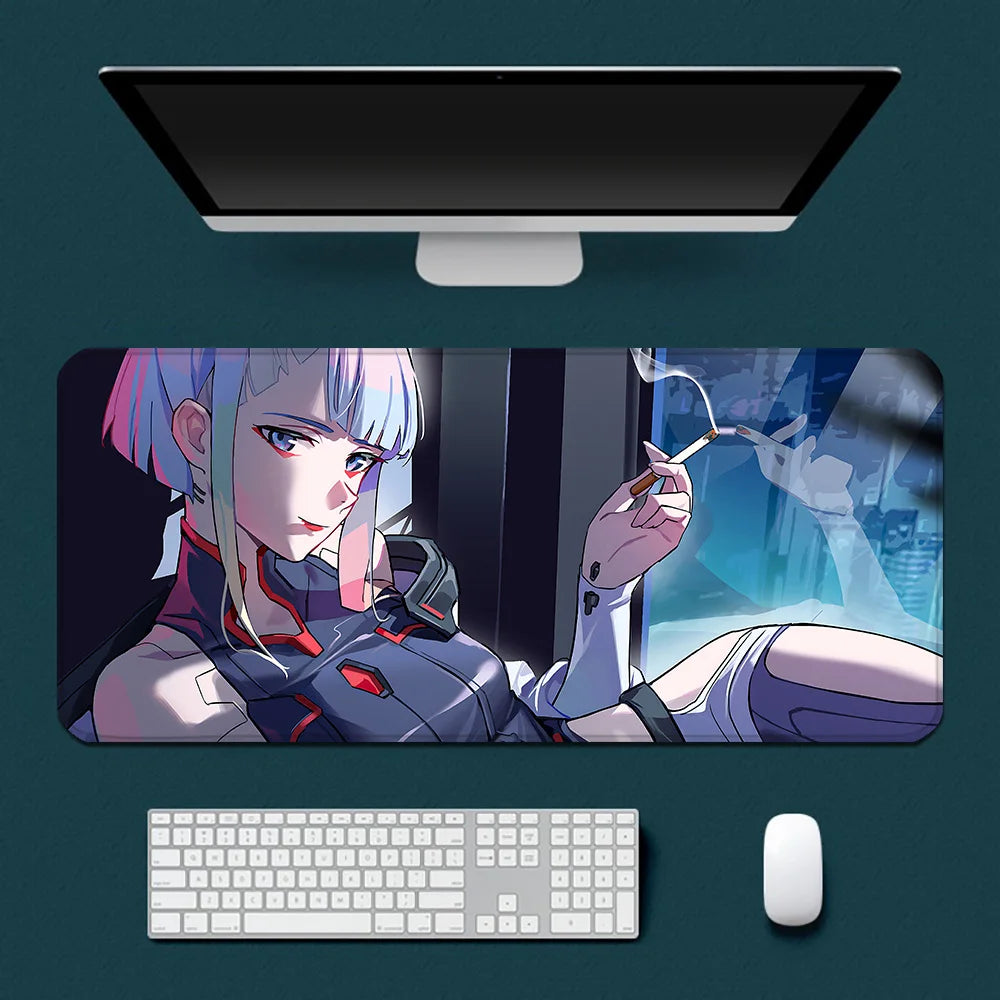 Cyberpunk Edgerunners-Tapis de souris, impression HD, bords verrouillables, clavier, PC, bureau