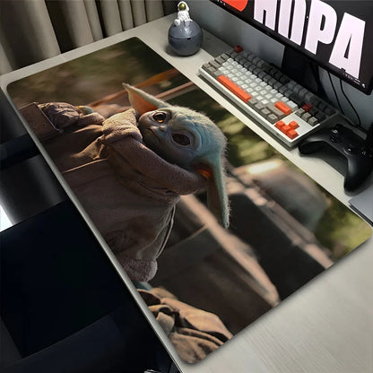 Tapis de souris Anime Gamer, accessoires informatiques, polymères de bureau, bébé yoda, mandalorian et grand tapis