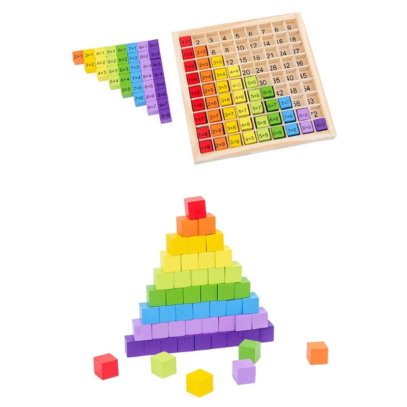 Jouets mathématiques en bois pour enfants, 99 jouets pour bébés, table de multiplication, arithmétique et aides