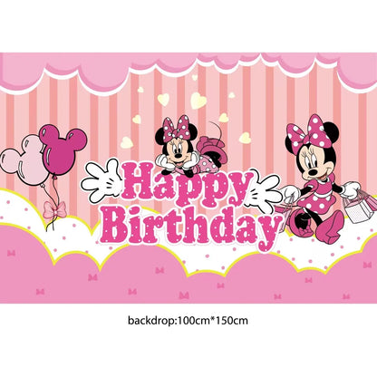 Fournitures de Minnie Mouse, Assiette en Papier, Tasse, Serviette, Ballons pour Enfants, Décorations d'Anniversaire