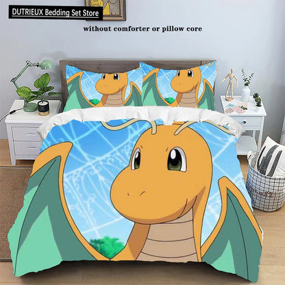 Parure de lit Pokémon Anime Pikachu pour enfants et adultes, ensemble de literie trois pièces, housse de taie d'oreiller, Twin, Queen, King Size, 202 lon, Kawaii